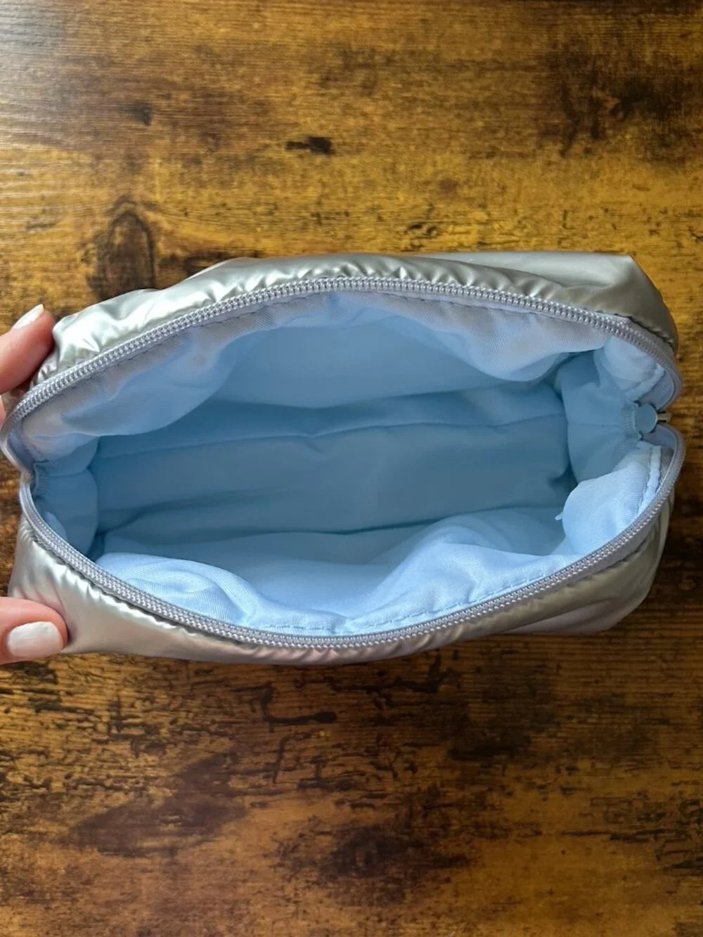 Skinfix Silver Cosmetic Bag Makeup Pouch Travel Toiletry Bag
